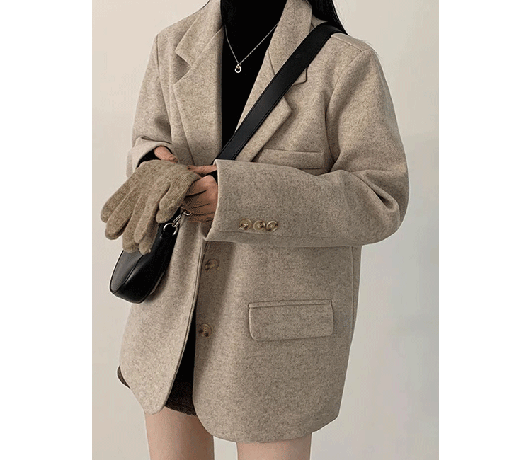 Chic Autumnal Loose Fit Casual Classic Style Long Sleeve Woolen Coat for Women Elegant Commuter Style Single Button Closure