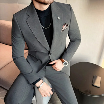 High Quality Suit Set for Men 2 Pieces (Blazer+Trouser) Office Work Party Prom Wedding Groom Business Formal Casual Suits M-5xl