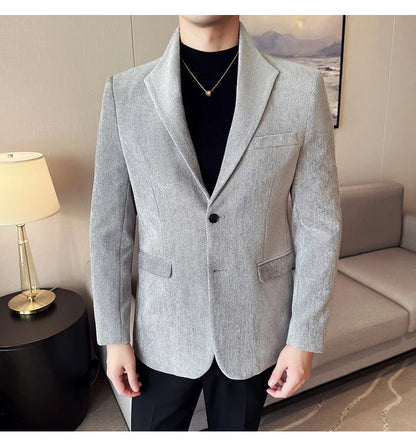 New Chinese Style Stand Collar Fashion Casual Suit Jacket Autumn Winter New Slim Fit Business Formal Social Prom Party Tuxedos