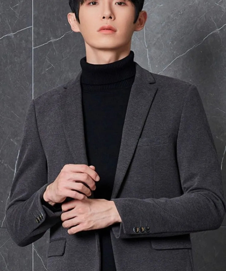 Men's Premium Wool Blend Blazer Coat Autumn Winter Thickened Korean Style Casual Business Smart Casual Elegant Outerwear
