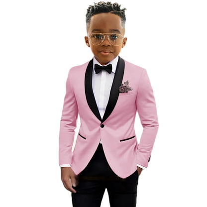 2026 New Classic Shawl Lapel Boys Slim Fit Suits 2 Pieces Wedding Guest Outfit Formal One Button Children's Tuxedo Party Wear
