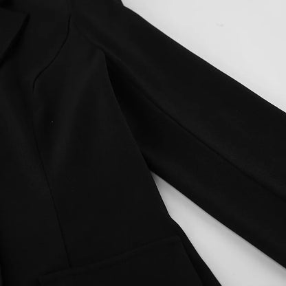 Elegant Black Lace Splice Long Sleeve Women's  Commute Style Fashion Design Polyester Fabric Business Casual Coat