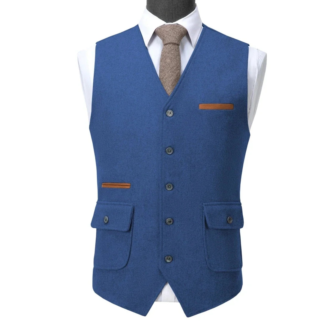 Men's Suit Vest V-Neck Single Button Waistcoat for Wedding, Business & Formal Occasions