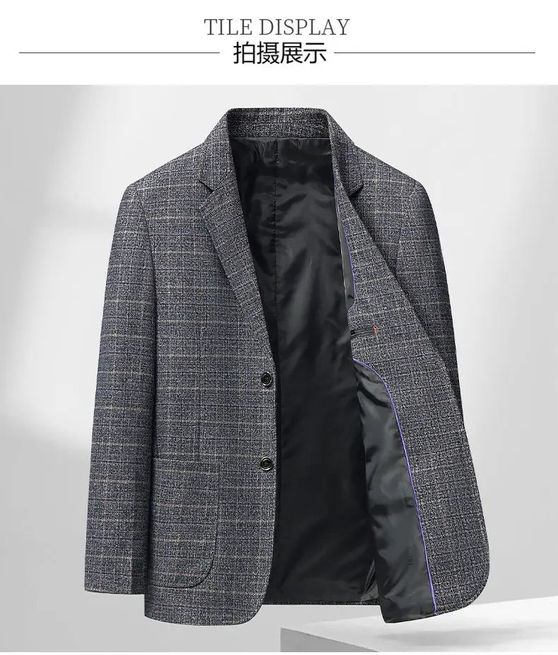 Blazer Autumn and Winter Men's Fashion Business Outdoor Travel Checkered Wedding Youth Slimming Casual High Formal Wear Blazer