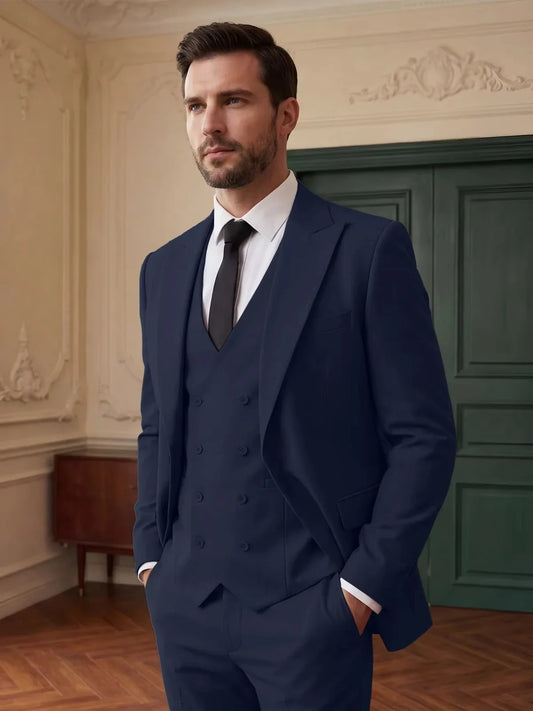 Men's 3-Piece Notch Lapel Suit | Jacket, Pants & Vest | Formal & Wedding