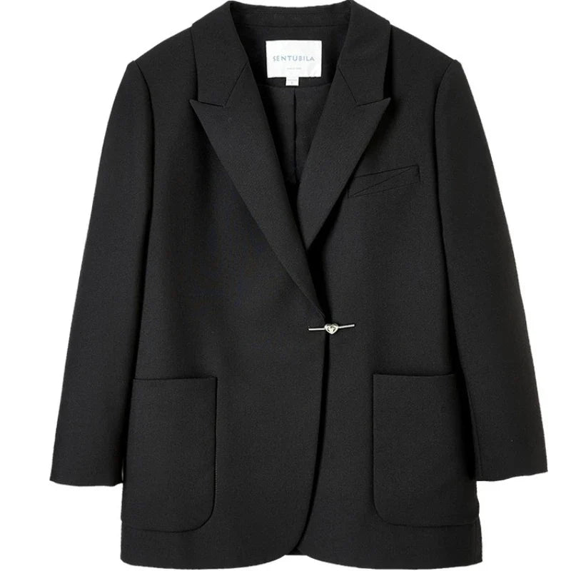 Black Blazer Suit Jacket Women 2026 Spring Fall Fashion Trend Elegant Office Ladies Work Wear Clothing 153XC3230X