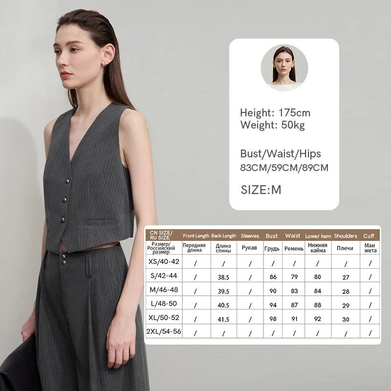 Pant for Woman 2025 Autumn New Versatile Ladies Clothing Commuter Style Striped Vest Casual Loose Sleeveless Women 12523089