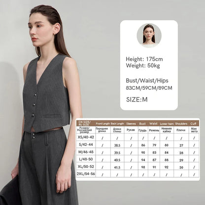 Pant for Woman 2025 Autumn New Versatile Ladies Clothing Commuter Style Striped Vest Casual Loose Sleeveless Women 12523089