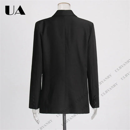 Unique Design Women’s Blazer – Black, 3D White Rose, Long Sleeve, Button Closure, Work Date Jacket Office Casual Jacket