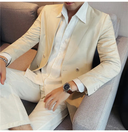 Summer Linen Breathable Suit Jacket Daily Casual Thin Blazers Men's Business Formal Suit Jacket Wedding Groom Coats Men Clothing