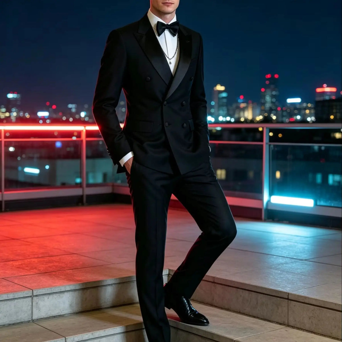 2 Pieces Black Men's Suit Peak Lapel Double Breasted Blazer Pants Wedding Business Birthday Party Prom Suits Groom Tuxedos