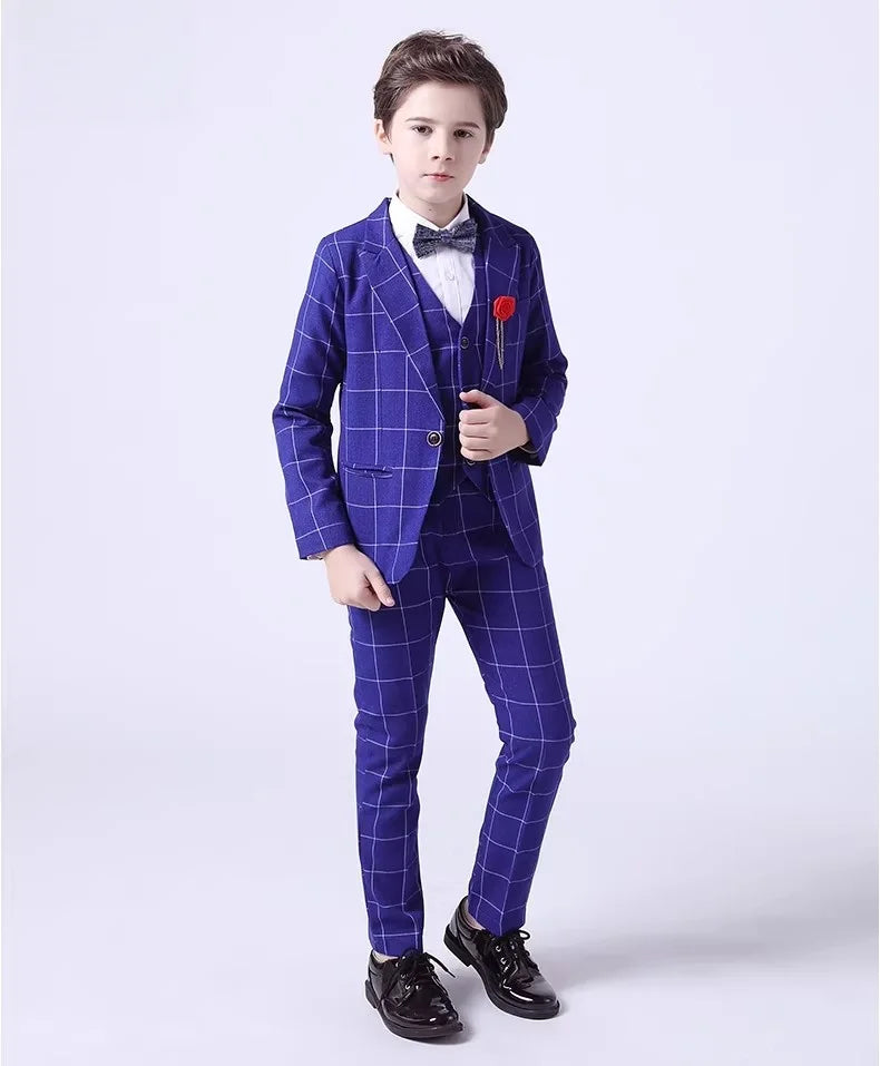 Flower Boys Wedding Suit Set Spring Kids Birthday Photograhy Outfit Children's Piano Host Speech Chorus Performance Costume