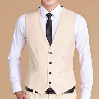 Men's Formal Vest Single Button Slim Fit Waistcoat for Business & Weddings