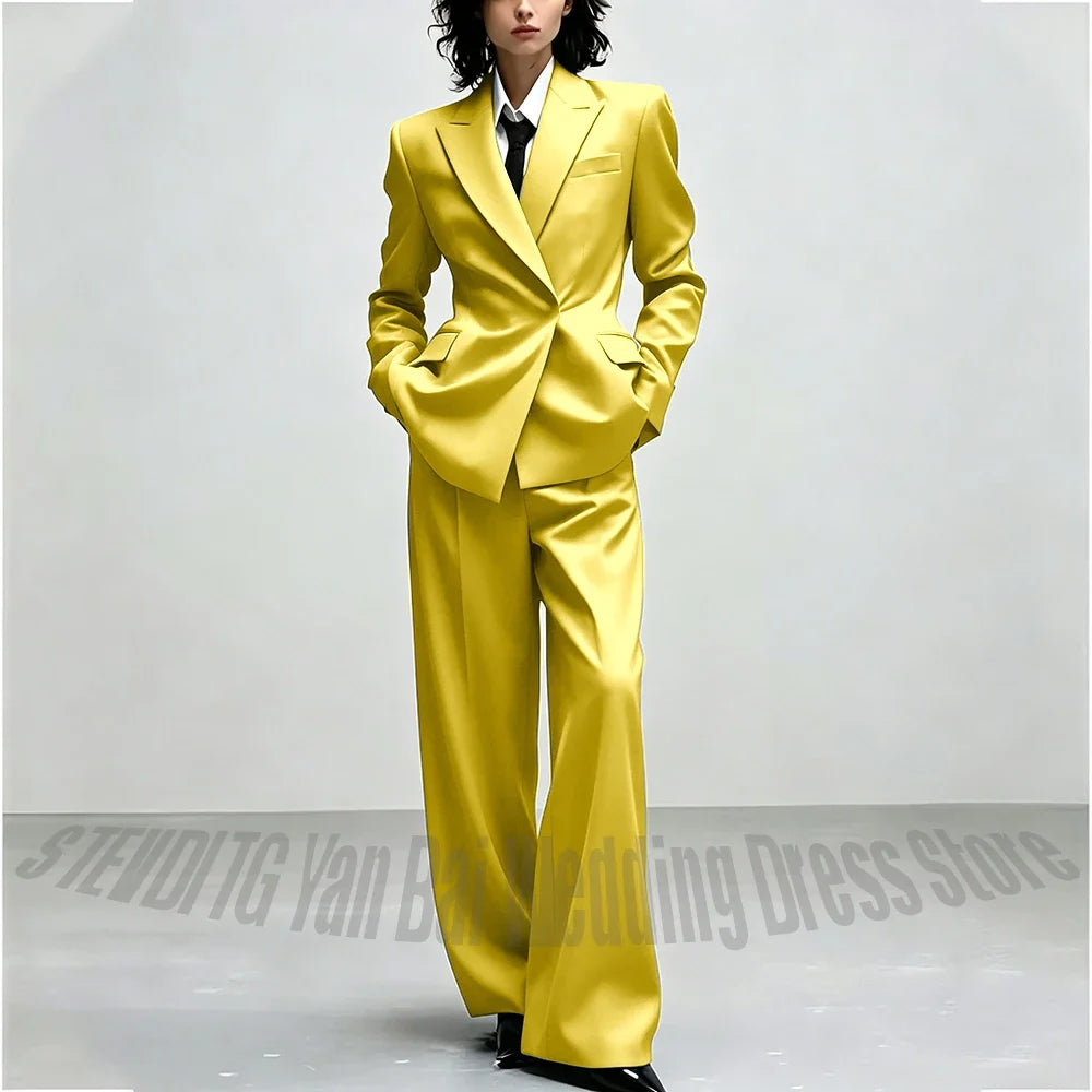 Casual Women Suit Trendy Solid Black Long Sleeve Lapel Straight Fashion Jacket Pants All-Match Shopping Street Style Daily Wear
