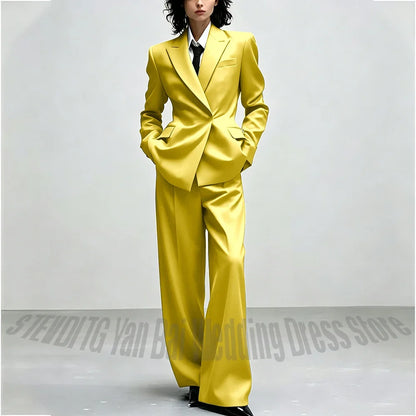 Casual Women Suit Trendy Solid Black Long Sleeve Lapel Straight Fashion Jacket Pants All-Match Shopping Street Style Daily Wear