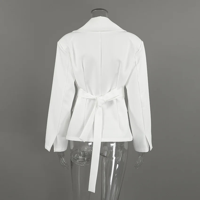 Winter,European,Clothes,Workplace,Office,Suit coat,Chic,Elegance,Women,Tops,Long Sleeve,Lace up,Pocket,Jacket,2026,New,6721002