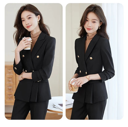 Elegant and fashionable professional women's high-quality two-piece suit jacket + pants. 2025 autumn/winter new styles