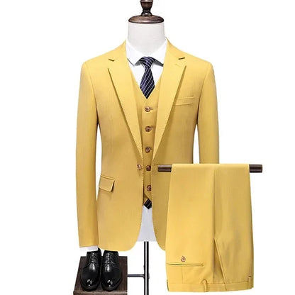 Men's Three-Piece Suit – Double Breasted Slim Fit Formal Suit for Men in Multiple Colors