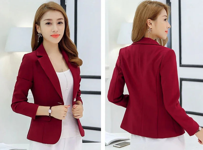 Women Korea Blazer 2025 Formal Slim Black Blazers Office Lady Work Suit Pockets Jackets Coat Female Casual Short Blazer Femme