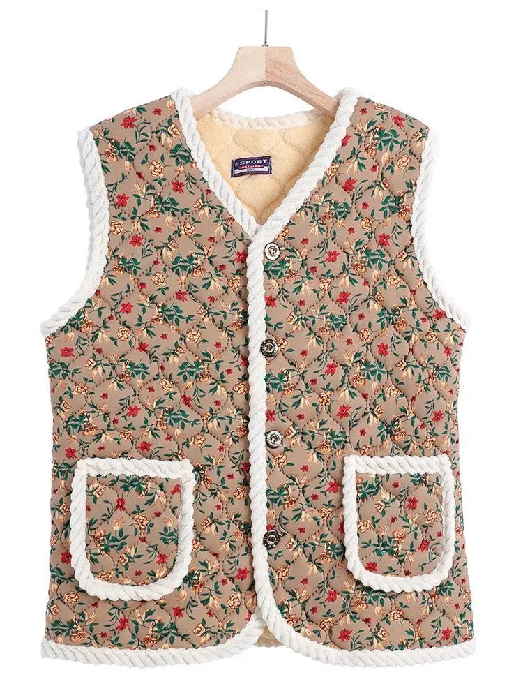 Fashion Thicken Fleece Jacket Women's Vest Open Cardigan Outerwear Loose Autumn Winter New Cotton Waistcoat