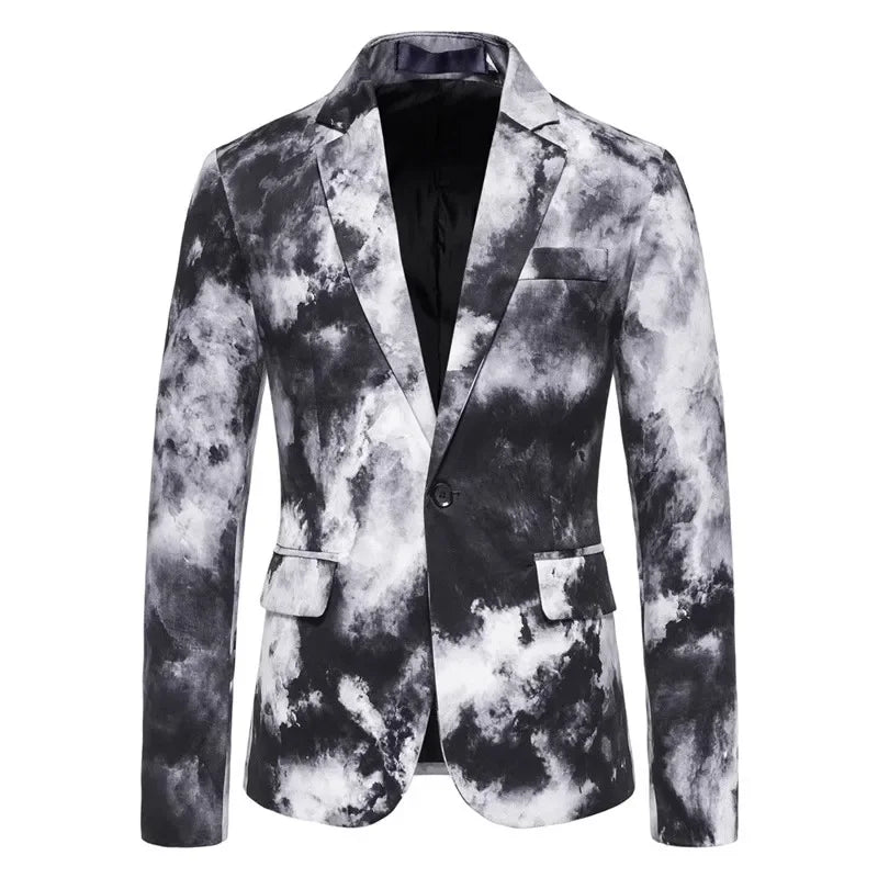 Mens Blazer Masculino Vinatge Gradient Tie Dye Printed Suit Jacket Coats Luxury Men Designer Clothes Party Dress Floral Blazers
