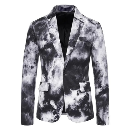 Mens Blazer Masculino Vinatge Gradient Tie Dye Printed Suit Jacket Coats Luxury Men Designer Clothes Party Dress Floral Blazers