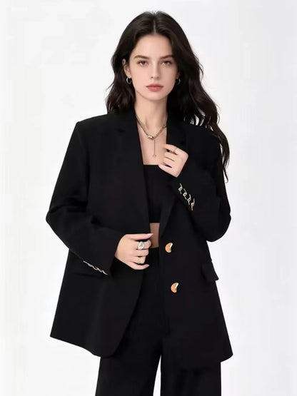 Women's Black Blazer Jacket Y2k 2000s Vintage Suit Coat Casual Elegant Loose Suit Jacket Outerwear for Women Spring Autumn 2026