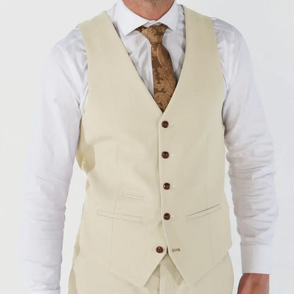 Men's Formal Vest Single Button V-Neck Solid Waistcoat for Weddings Banquets and Business