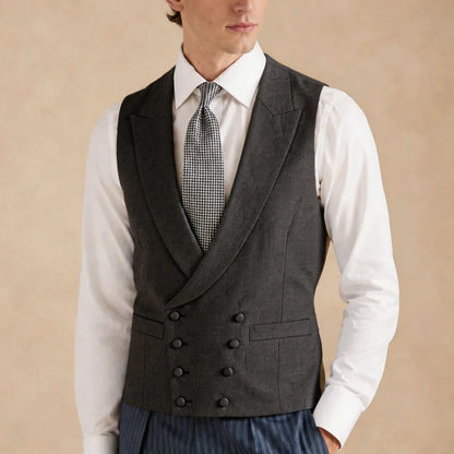 Men's Formal Vest – Double Breasted Lapel Waistcoat for Weddings & Business