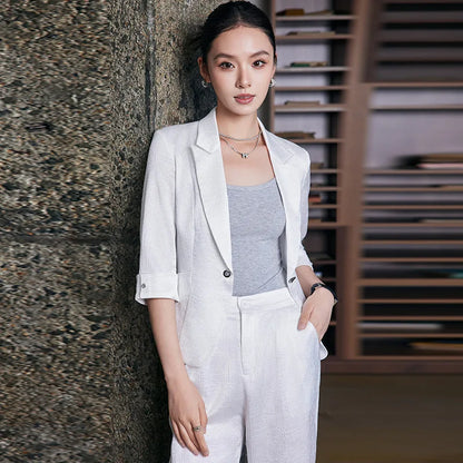 Fashion Office Ladies Blazer and Pants Suit Formal Angola Red Women Jacket Trouser Women Business Work Wear 2 Piece Set