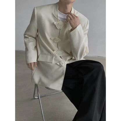 Spring Autumn New Women Blazer Stand Collar Single Breasted Chinese Style High-End Fashion Jacket Temperament Coats HK13461