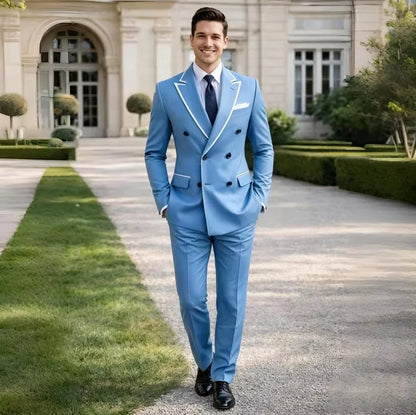 Men Suits 2 Pieces Blazer Pant Set for Groom Prom Formal Double Breasted Wedding Tuxedo Slim Fit Party Suit for Men