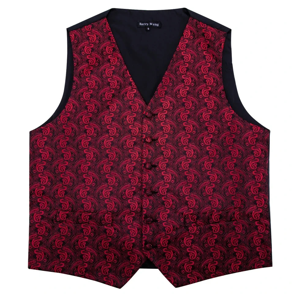 Men's Vest Paisley V-Neck Single Breasted Formal Waistcoat for Wedding Business Party