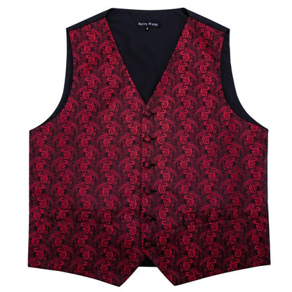 Men's Vest Paisley V-Neck Single Breasted Formal Waistcoat for Wedding Business Party