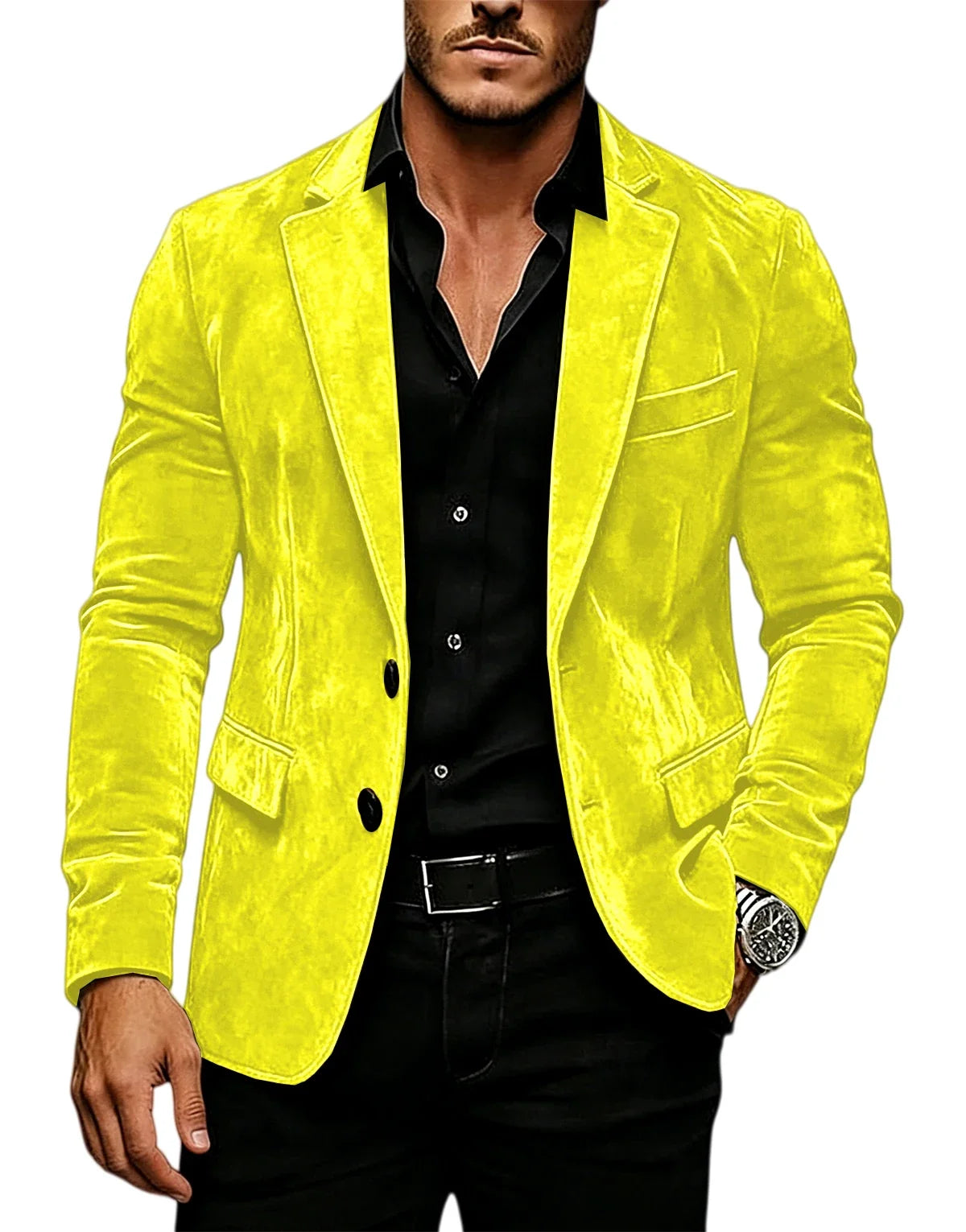 Luxury Men's Suede Texture Blazer Notched Lapel Slim Fit 2 Button Sport Coat Business Casual Formal Wedding Party Suit Jacket