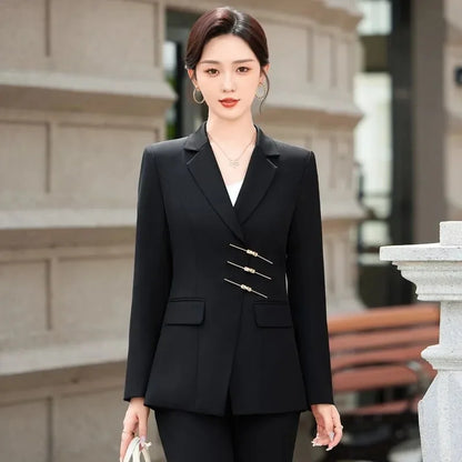 2025 Fashion White Red Black Blazer Jacket And Pant Suit Trousers Women Female Office Ladies Work Wear Formal 2 Piece Set