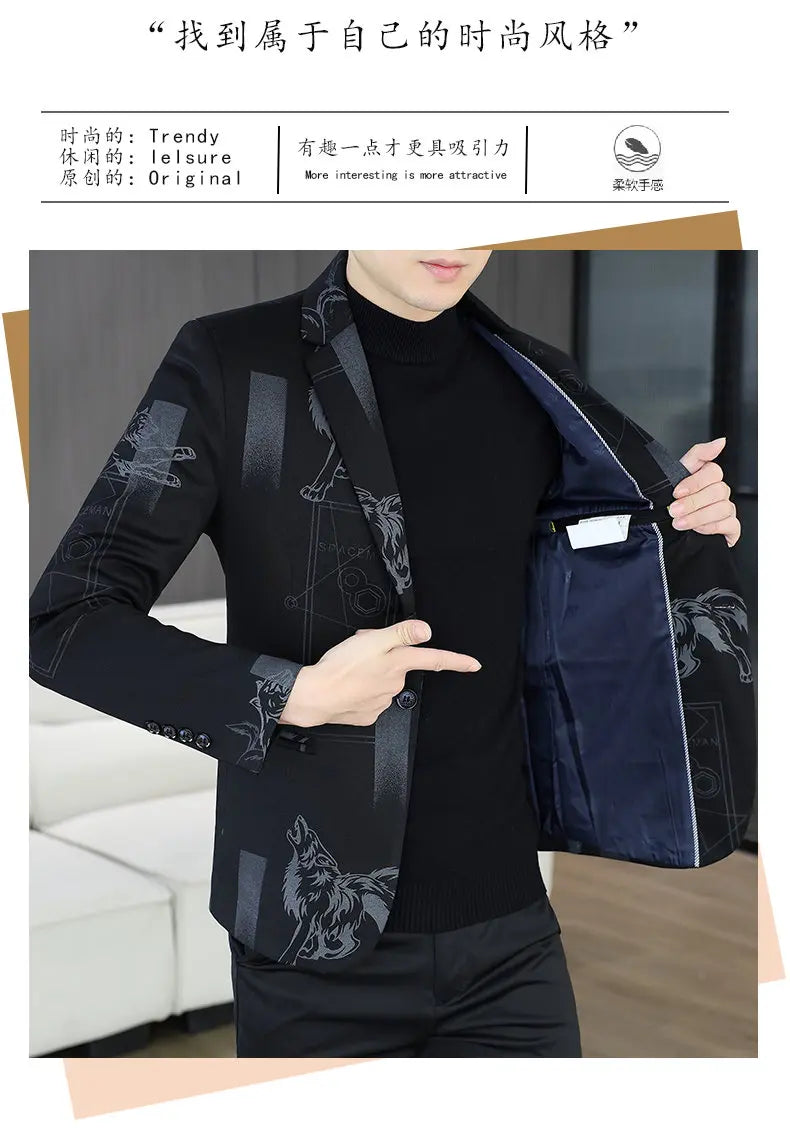 Blazer Autumn and Winter Men's Fashion Business Outdoor Travel Checkered Wedding Youth Slimming Casual High Formal Wear Blazer