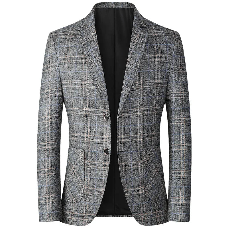 New Men's Plaid Blazer Male Suit Jacket Classic Slim Business Casual Blazers Men Clothing Wedding Suit Coats 4XL