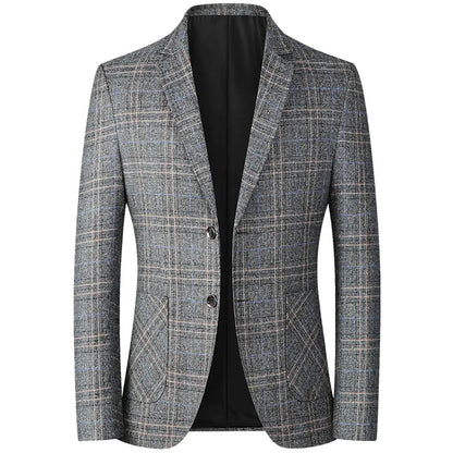 New Men's Plaid Blazer Male Suit Jacket Classic Slim Business Casual Blazers Men Clothing Wedding Suit Coats 4XL