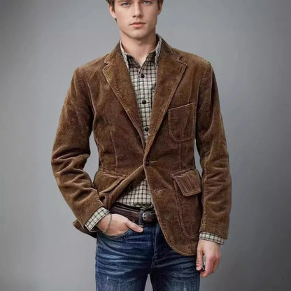 Blazer Men's Fashion Gentleman Business British Style Gentleman Corduroy Wedding Lapel Professional Casual Performance Host Vest