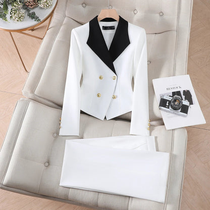 Elegant Chic Two Piece Trousers Set Woman Spring 2026 New Women's Suit Sets Blazer Pants Outfit White Khaki Office Wear