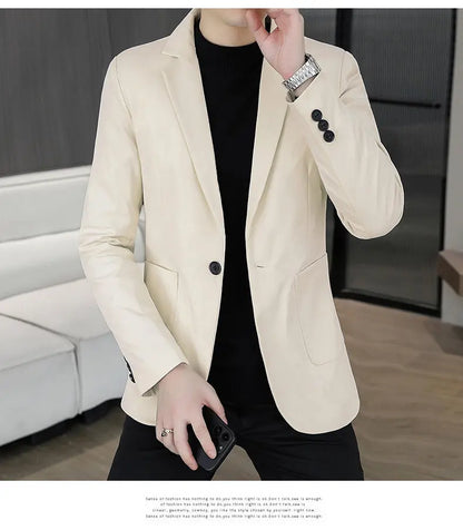 Blazer Men's Business Gentleman Wedding Fashion Best Man Solid Color Slim Fit Casual Mink Velvet with Cotton Thickened Blazer