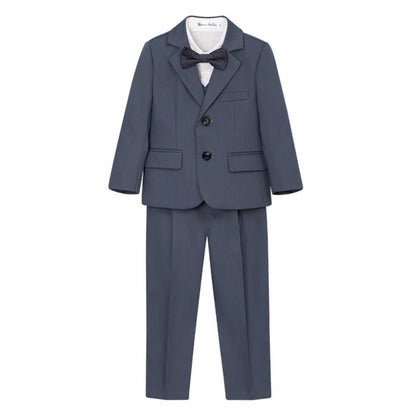Spring Autumn Children Slim Fit Suit Set Comfortable Boy Suits 4 Pieces jacket Vest Pants Bow-tie School Graduation Ceremony