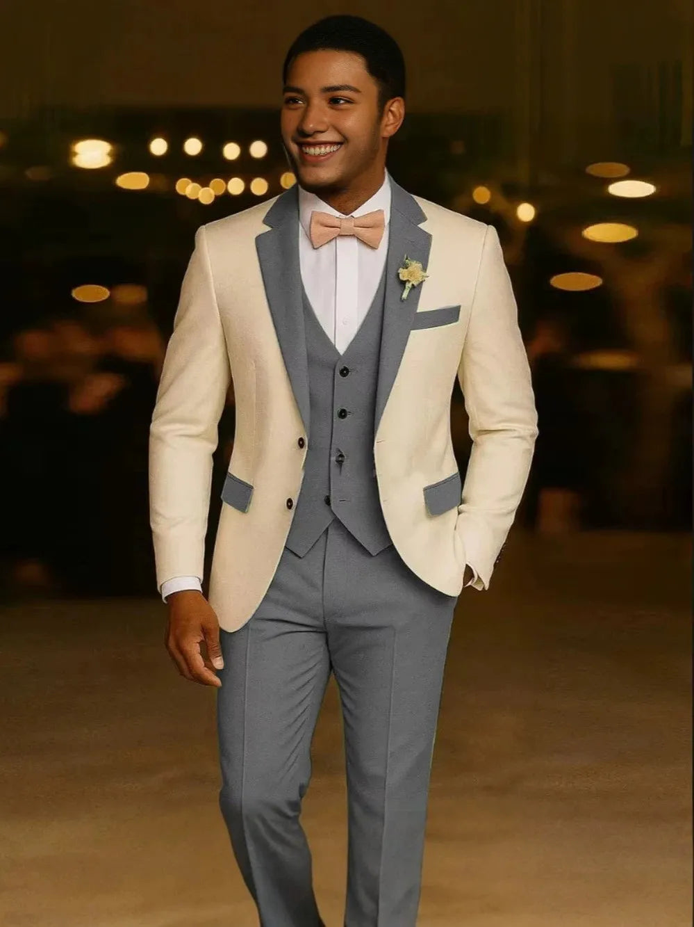 Costume de mariage 3 pièces formel pour homme, costume de marié, coupe ajustée, revers cranté, veste, gilet, pantalon pour affaires, bureau, banquet, tenues pour hommes