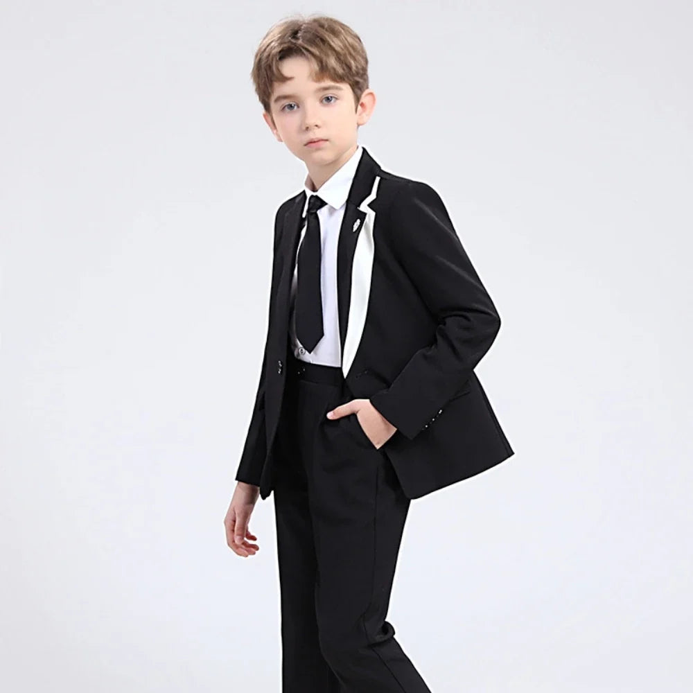 2026 New Boys Slim Fit Dresswear Suits For Birthday Wedding Party Three Colors Handsome Child Suit Set School Performance