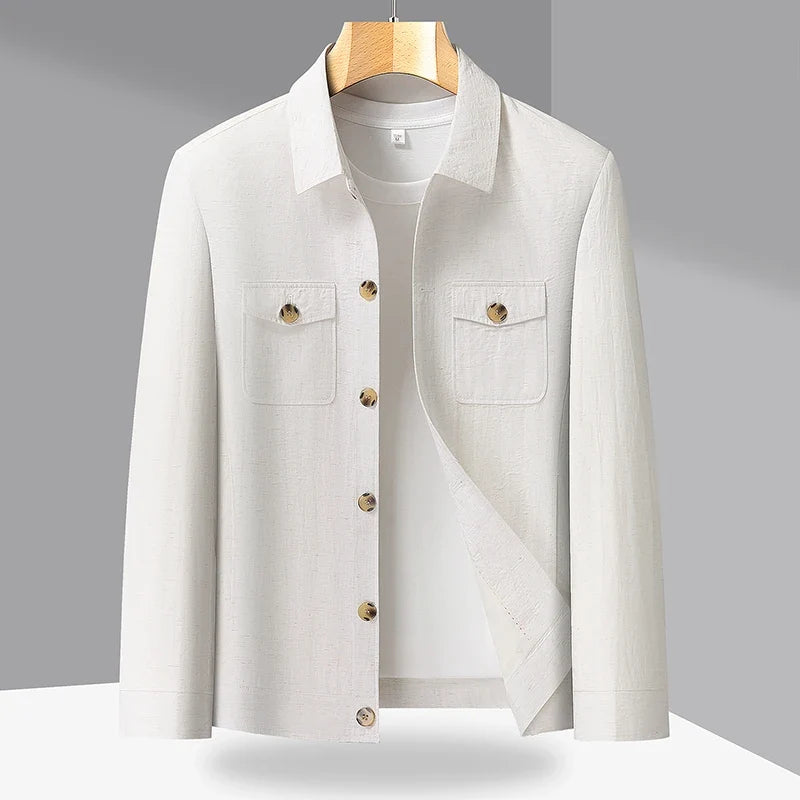 Outdoor Linen Men Jacket Fashionable and Casual for Camping, Fishing, Hiking, Driving and Photography Trips, Lightweight Jacket
