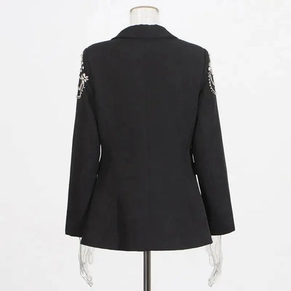 Autumn New Women Stylish Blazer Heavy Craft Beaded Studded Diamonds Single Breasted Elegant Temperament Fashion Coat HK9958