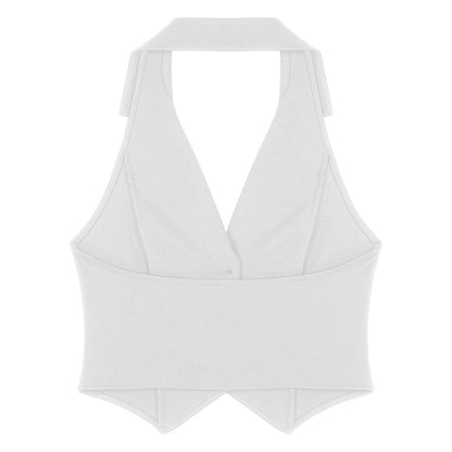 Elegant Women's Halter Vests Sleeveless Suits Waistcoat Mujer OL Office Ladies Crop Top for Business Commuting Formal Clothes