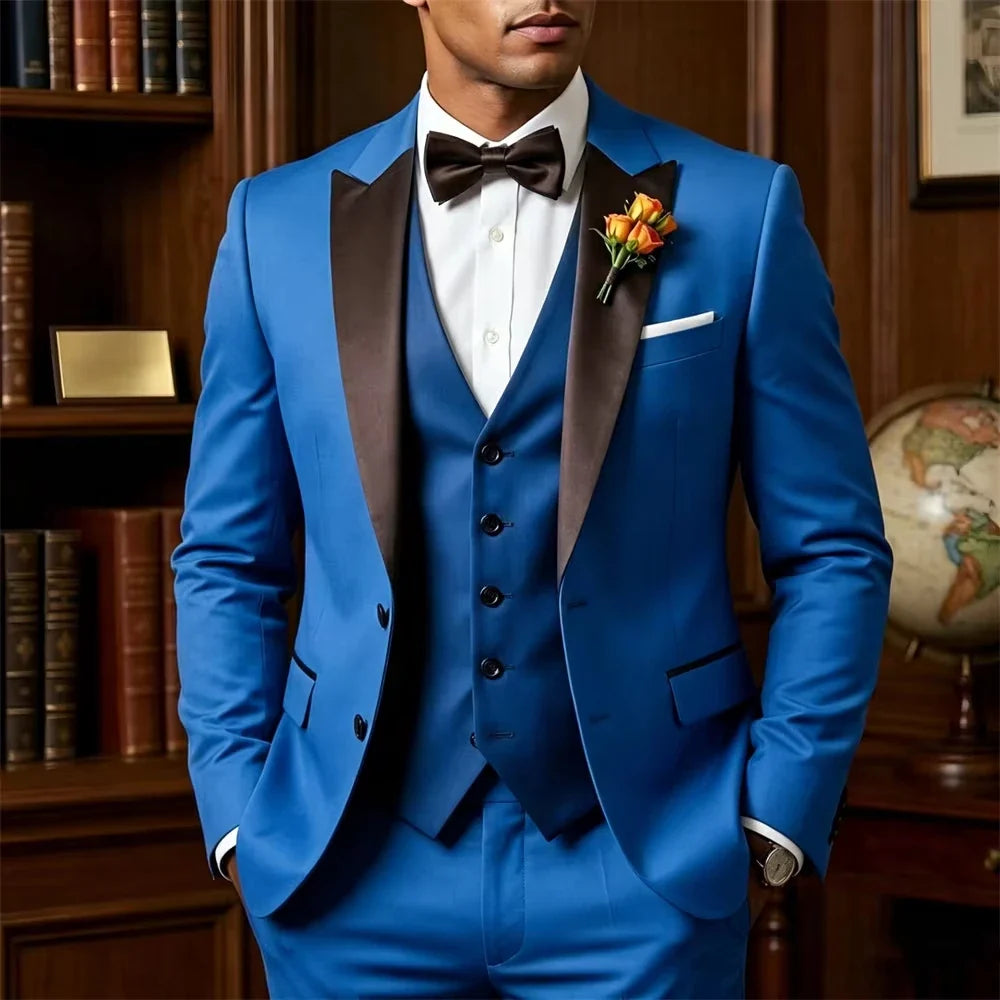 Elegant Luxury White Men's Suits 3 Pcs Jacket+Vest+Pant New Formal Slim Fit Bespoke Office Event