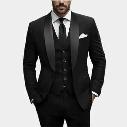 Veste Gilet Pantalon Couleur Unie Costume Homme Formel Business Bureau Marié Mariage Fête Blazer Gilet Pantalon Smoking